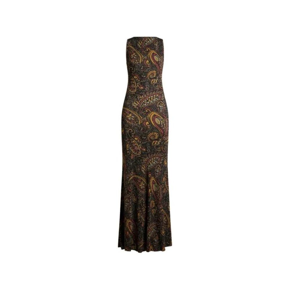 Etro Women Ribbed Maxi Dress With Paisley Floral Pattern